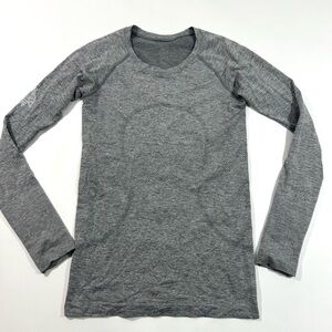 Lululemon Swiftly Tech Long Sleeve Shirt Grey Black Hawks Logo NHL